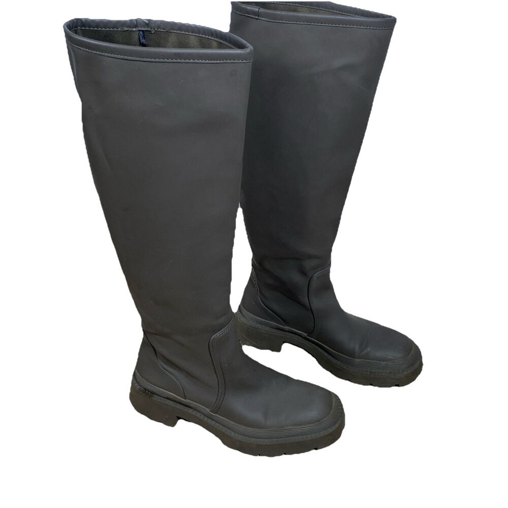 ZARA Women’s Knee High Rubber Boots Size 39 EU US 8 Rain Boots Dark Green